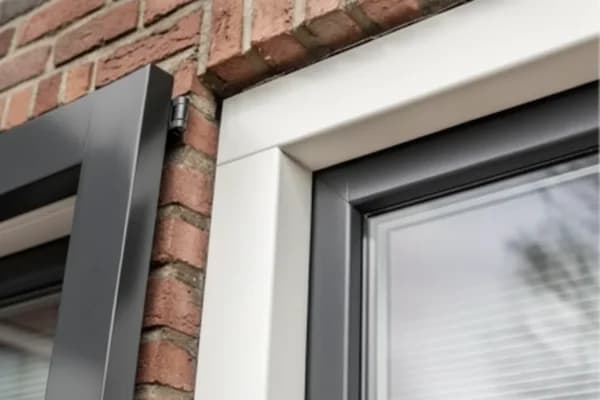 Detail van antraciet kunststof kozijn met HR++ glas